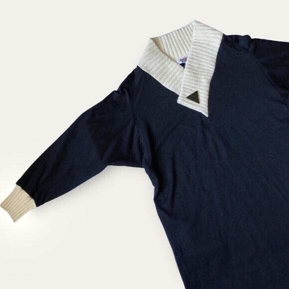 Vintage Rodier Paris Black Wool Blend Midi Sweater Dress 80s Made in France - Picture 10 of 16